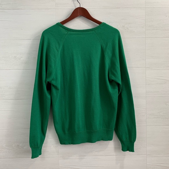 VTG Kelly Green Valle Vista V Neck Sweater - Picture 4 of 5